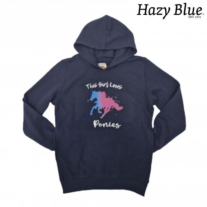 Hazy Blue Kids Pullover Pony Hoodie - Pony - Emma