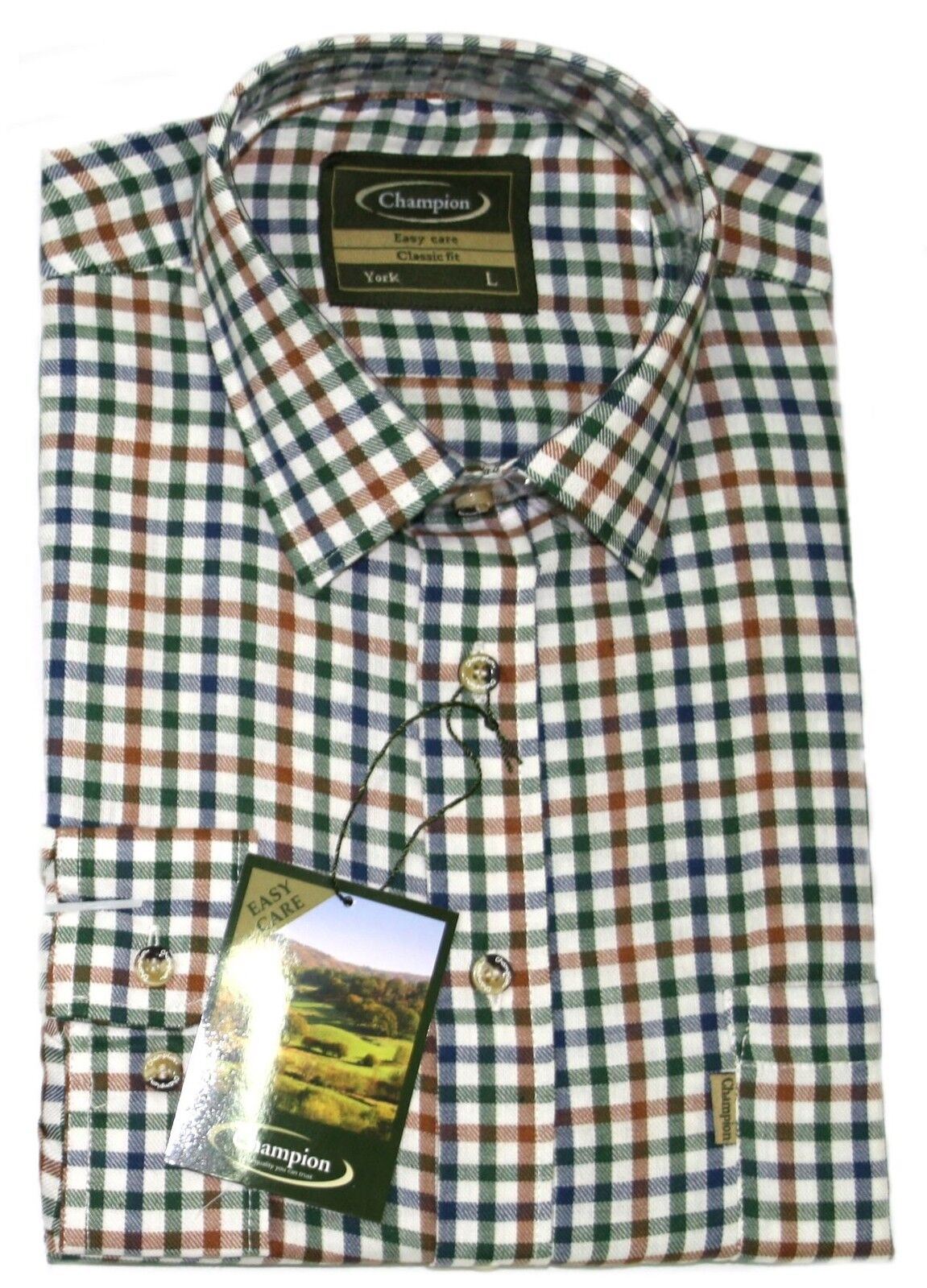 Champion Mens Long Sleeve Check Shirt - Highclere - Premium clothing from Hazy Blue - Just $17.99! Shop now at Warwickshire Clothing