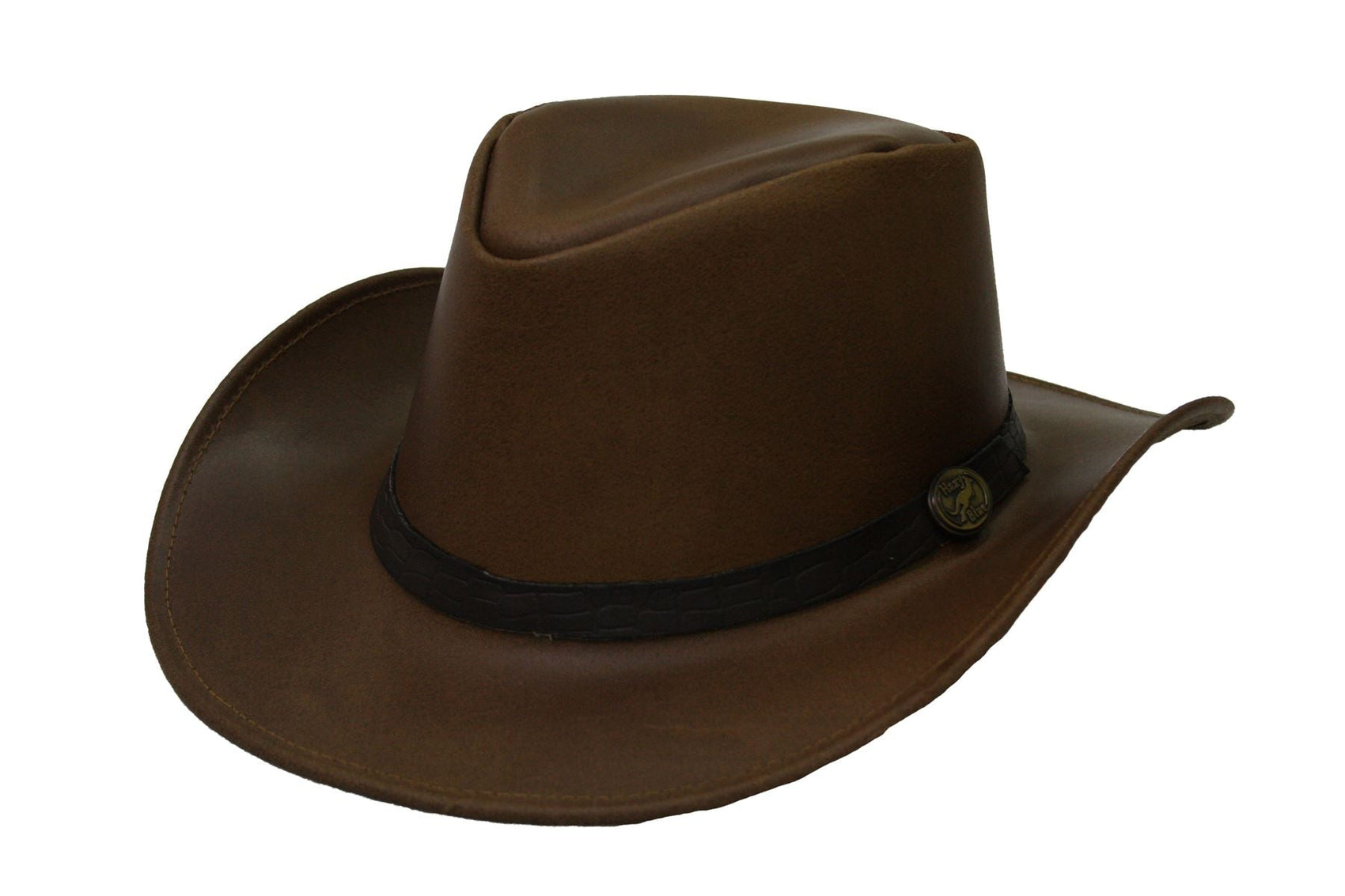 Hazy Blue Tan Leather Hat Australian, Adelaide Cowboy Style - Premium clothing from Hazy Blue - Just $19.99! Shop now at Warwickshire Clothing