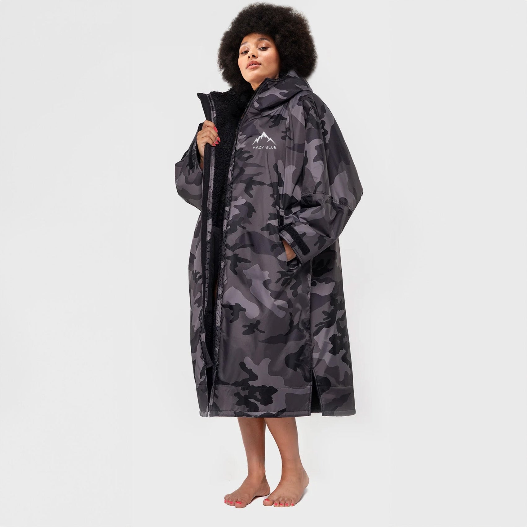 Hazy Blue Waterproof Black Camo Edition All Weather Changing Robe