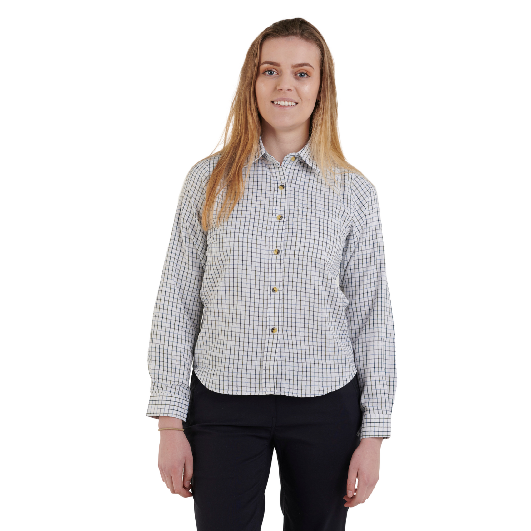 Country Classics Womens Check Long Sleeve Shirts - Tattersall Blue