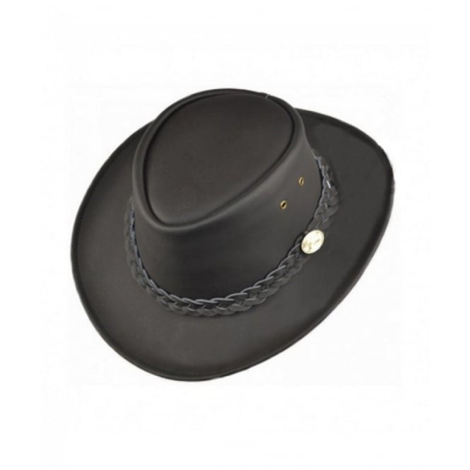 Australian Style Brisbane Waterproof Leather Hat Black
