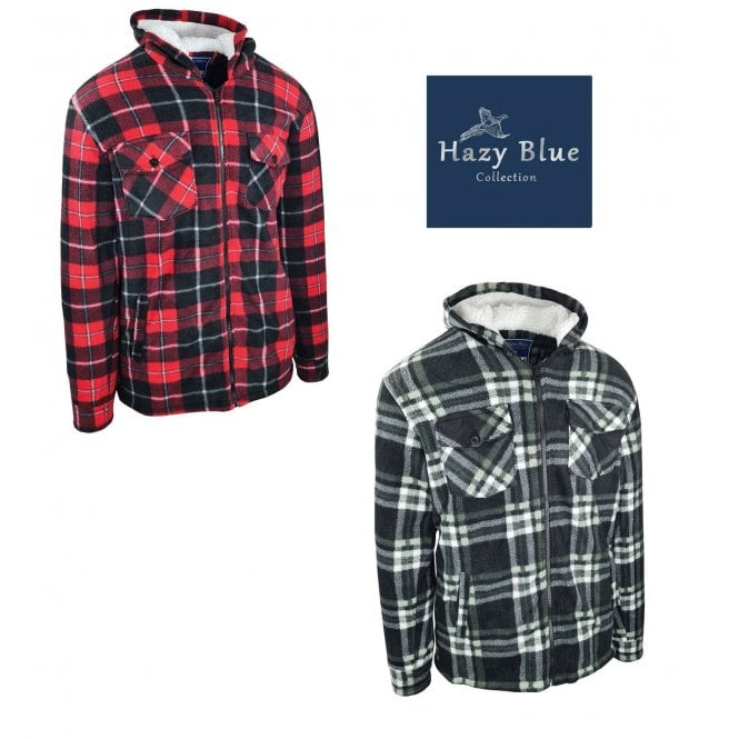 Hazy Blue Kids Sherpa Fleece Lined Checked Hooded Shirt