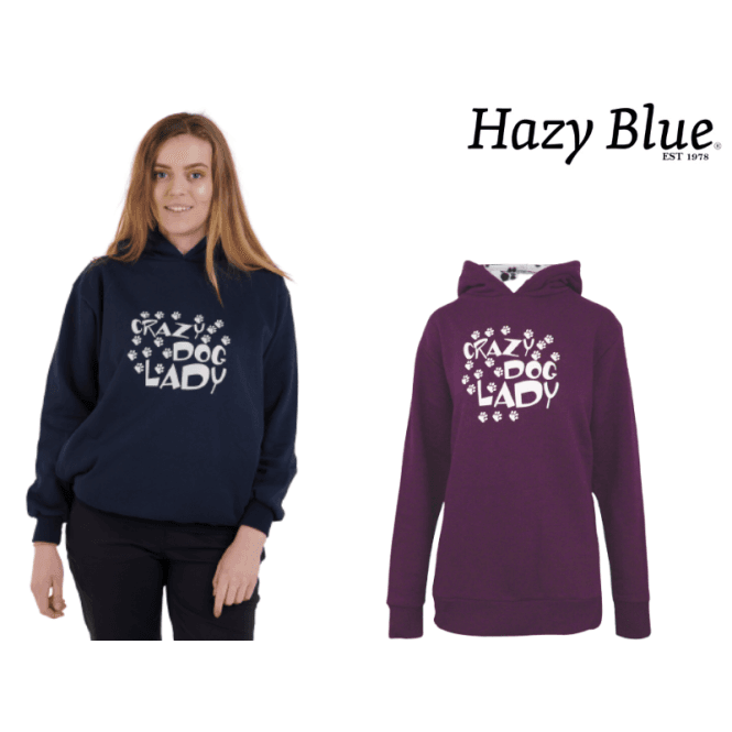 Hazy Blue Womens Hooded Sweatshirts - Crazy Dog Lady