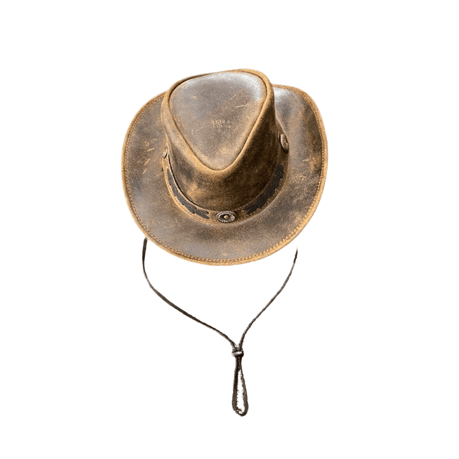 Hazy Blue Unisex Cowboy Distressed Leather Hat Detroit