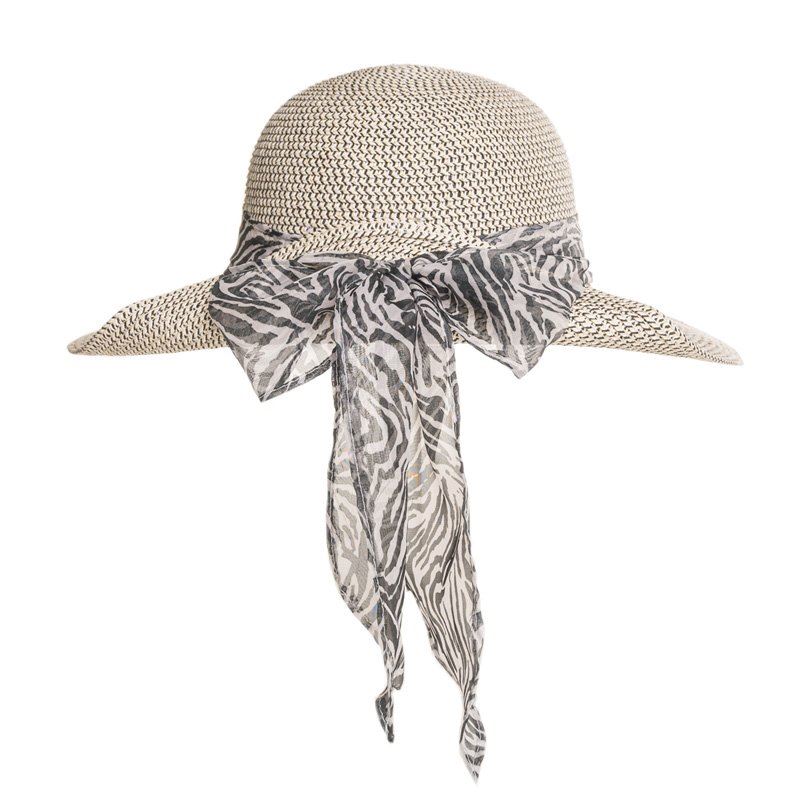 Hazy Blue Trilby Ladies Short Brim Straw Hat with Detail Bow Band