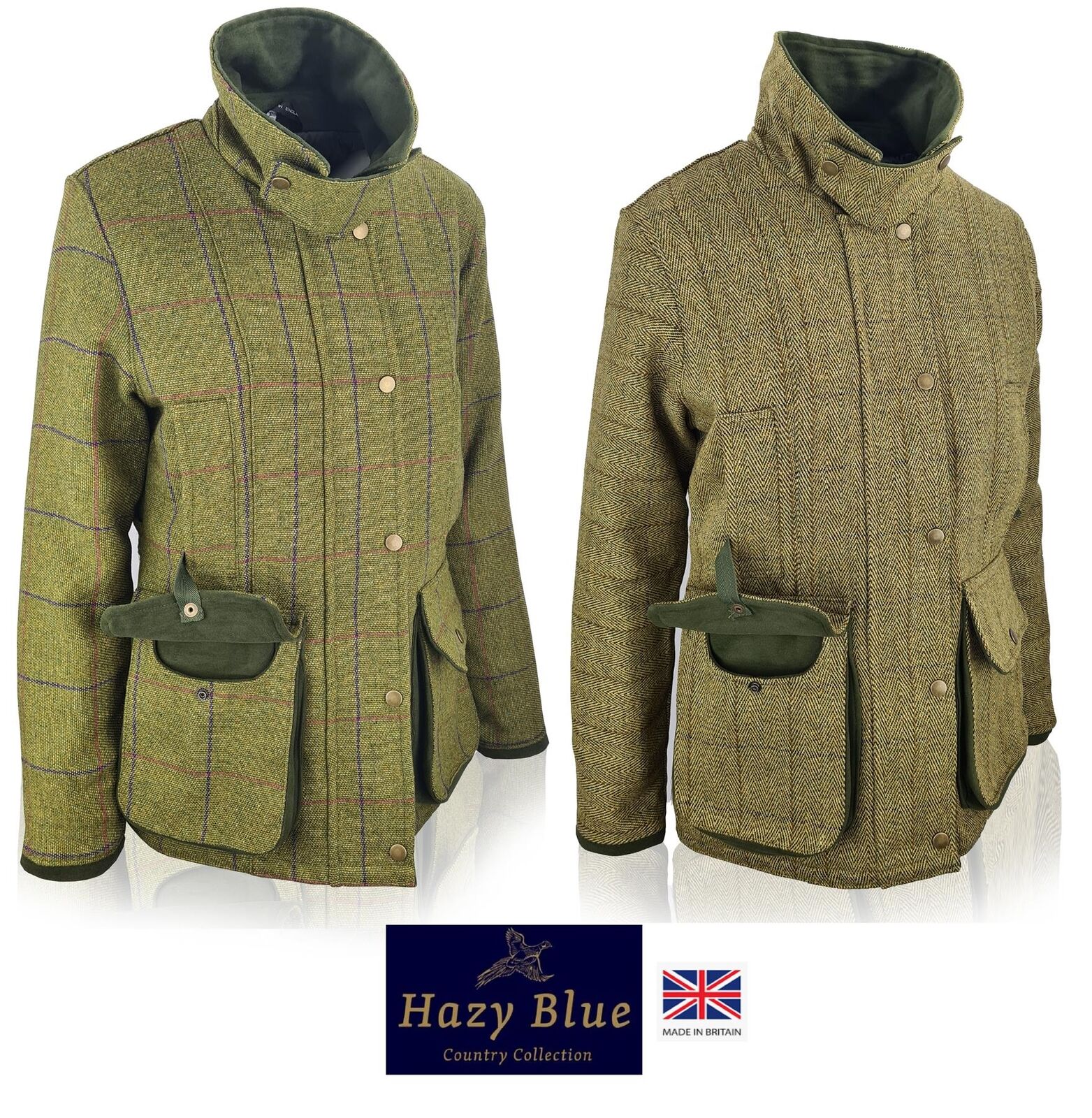 Hazy Blue Womens Quilted Derby Tweed Shooting Jacket