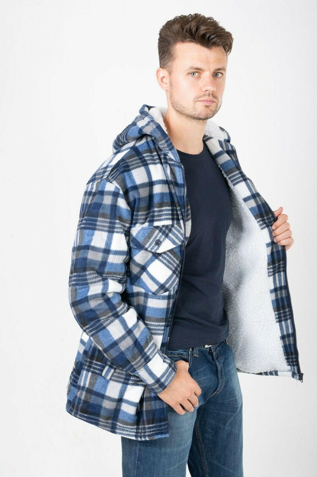 Hazy Blue Naxter Lumberjack Flannel Zip Up Hooded Jacket
