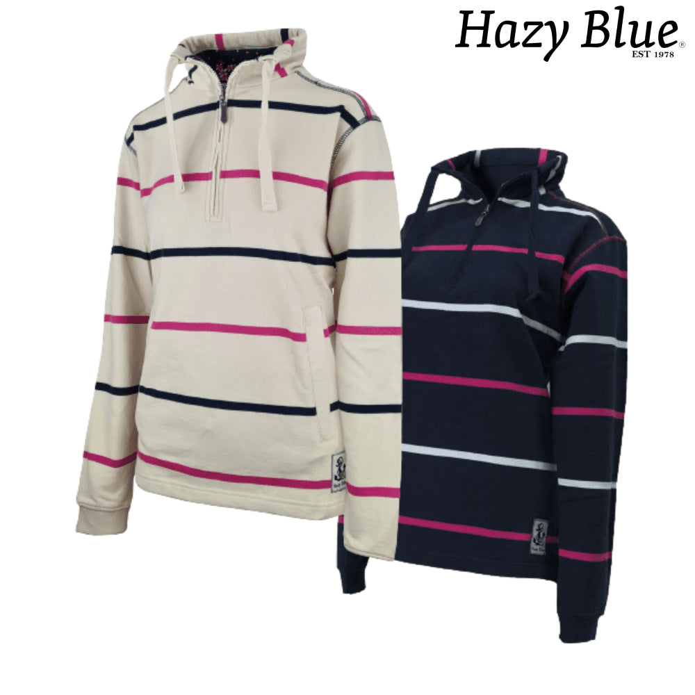 Hazy Blue Womens Half Zip Pullover Sweatshirts - Lizzy