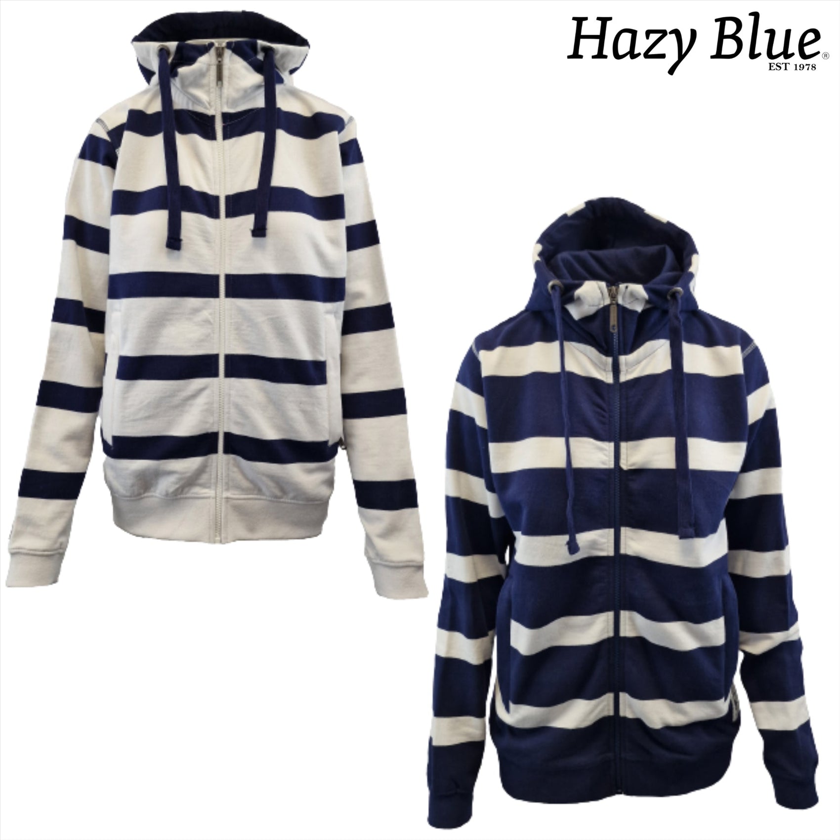 Hazy Blue Full Zip Hoodie Sweatshirts - Tessa